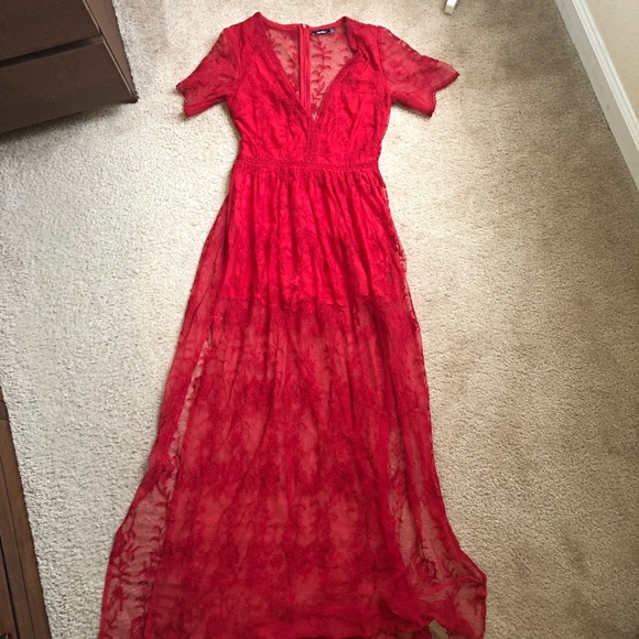 Bershka embroidered red summer dress size S - Picture 1 of 6